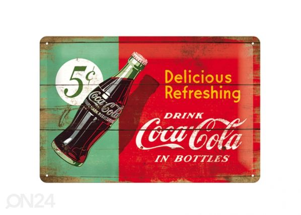 Металлический постер в ретро-стиле Coca-Cola 5c Delicious Refreshing 20x30 cm