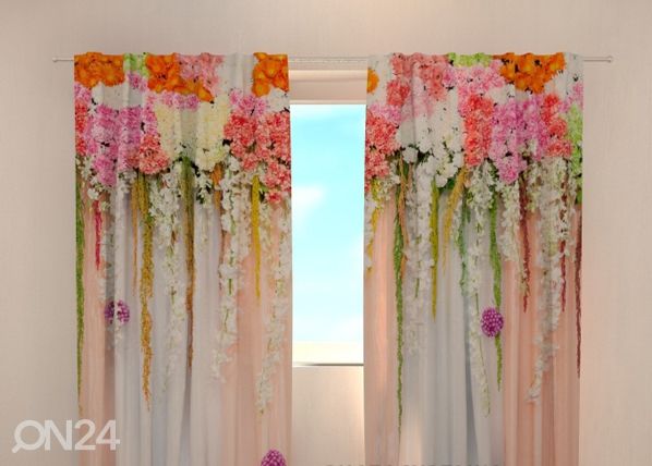 Просвечивающая штора Flower lambrequins pink spring 240x220 cm
