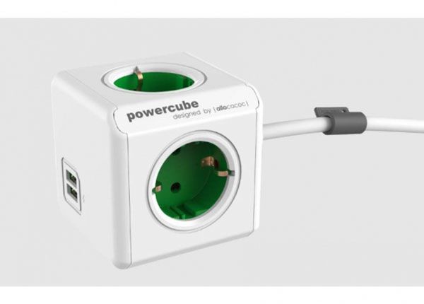 Allocacoc Удлинительный кабель PowerCube 1,5 м USB, Зеленый