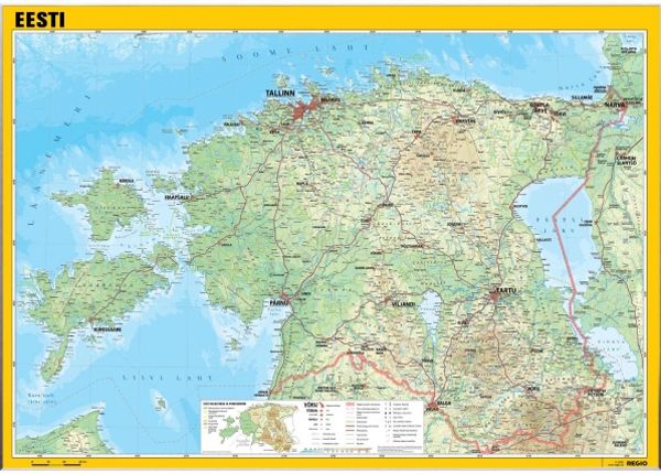 Regio общая географическая настенная карта Эстонии 163 х 115 см