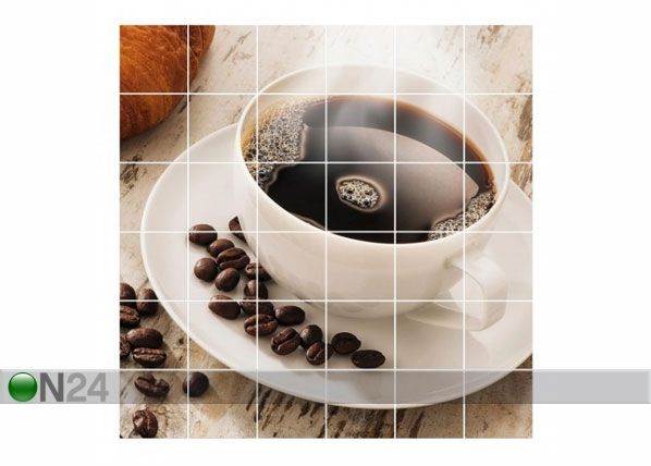Наклейки на плитку Steaming coffee cup with coffee beans 120x120 cm