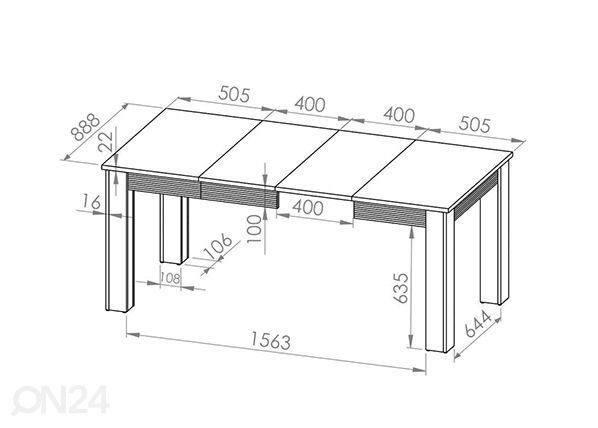 Удлиняющийся обеденный стол 89x101-181 cm