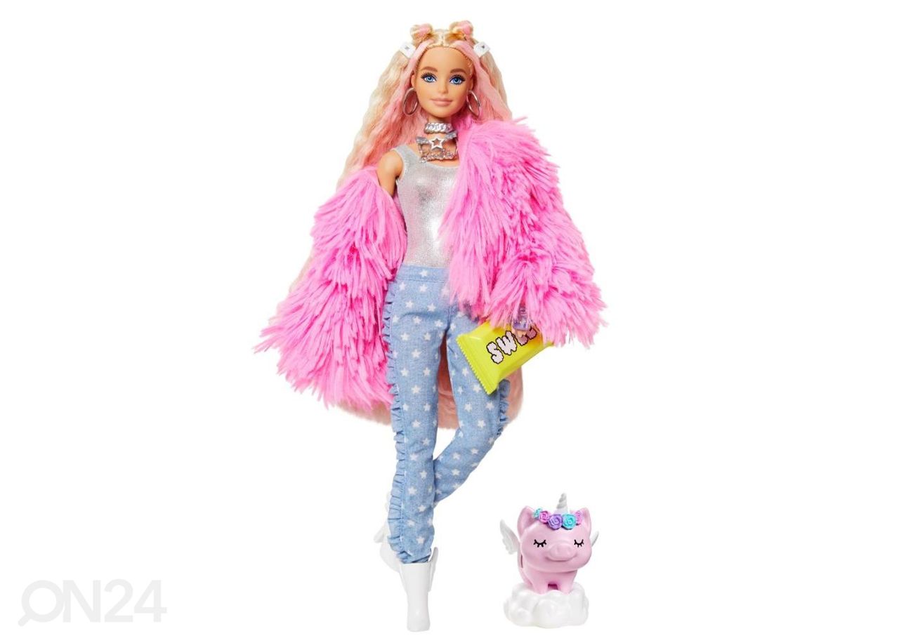 Барби Экстра в пушистом розовом пальт увеличить