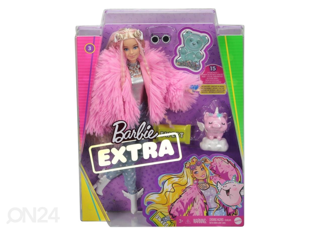 Барби Экстра в пушистом розовом пальт увеличить