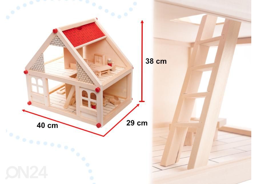 Деревянный кукольный домик + мебель и куклы увеличить