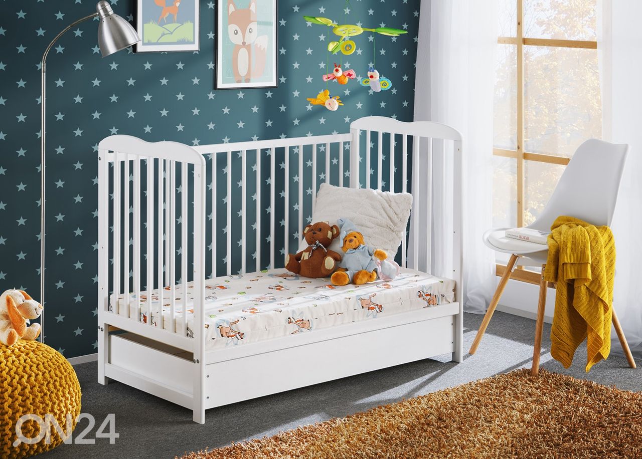 Детская кроватка Ala II Plus + матрас 60x120 cm, белый увеличить