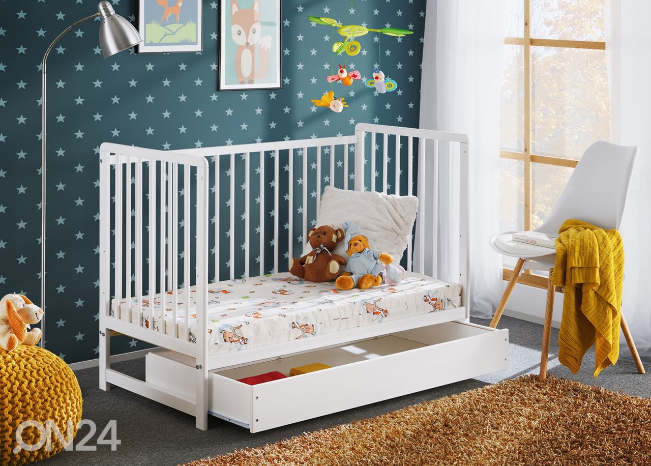 Детская кроватка Cypi II Plus + матрас 60x120 cm, белый увеличить