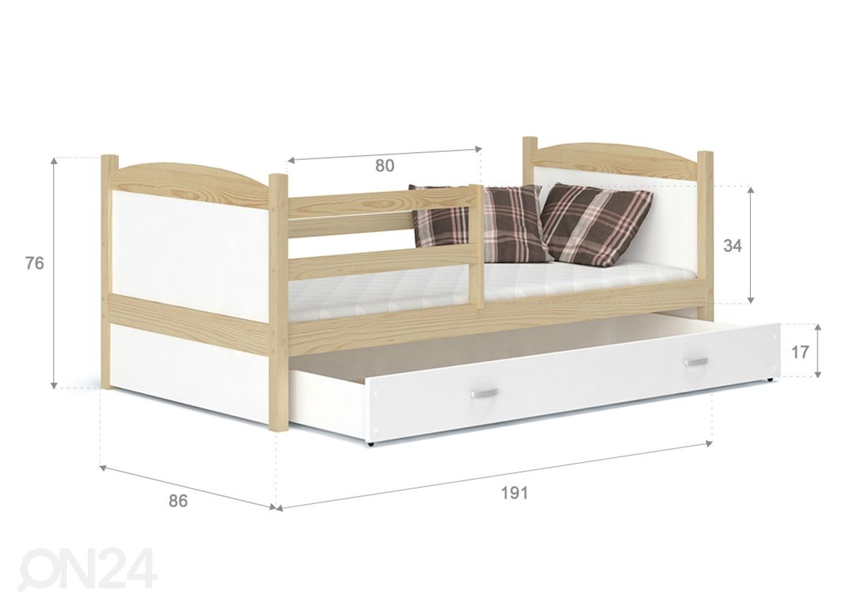 Детская кровать с ящиком 80x190 cm + матрас увеличить