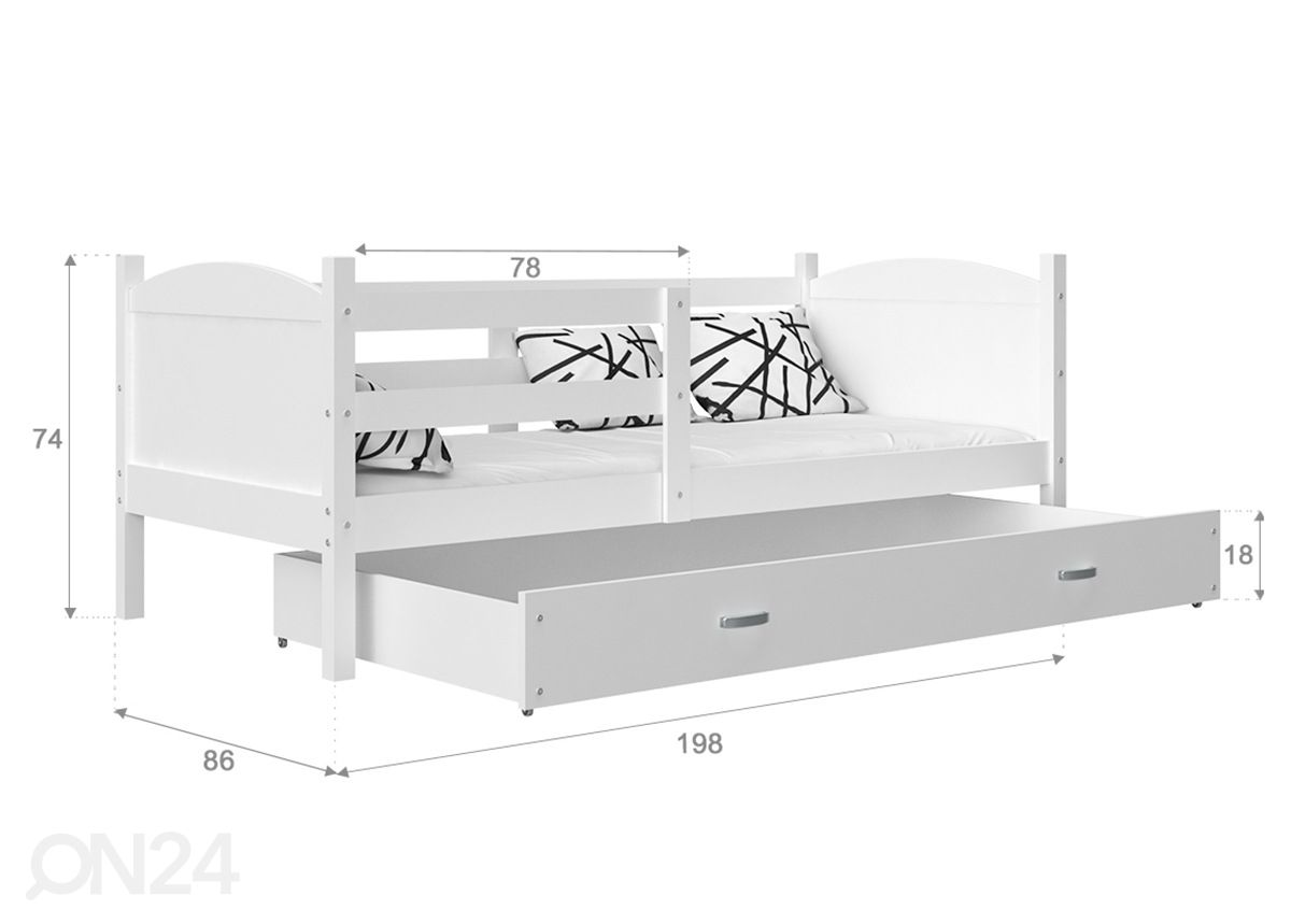 Детская кровать с ящиком 80x190 cm + матрас увеличить