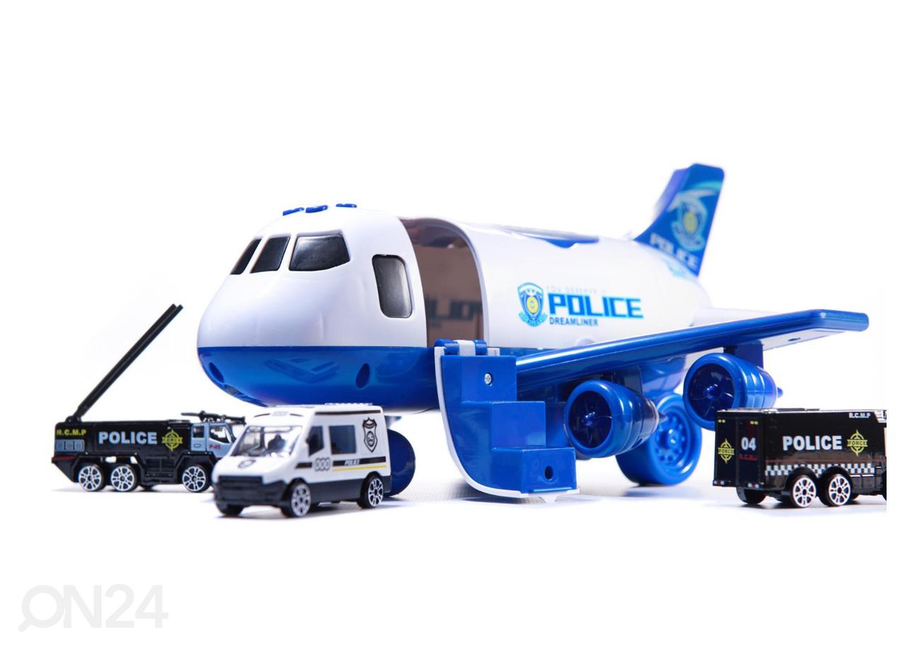 Игрушка транспортный самолет + 3 полицейские машины увеличить