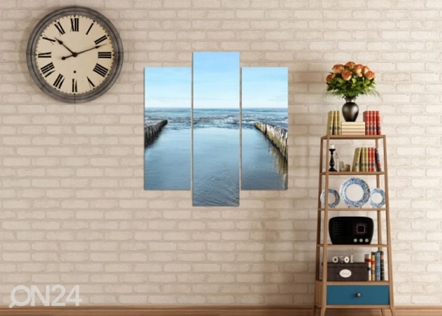 Картина из 3-частей Breakwaters on the beach 2 3D 90x80 см увеличить