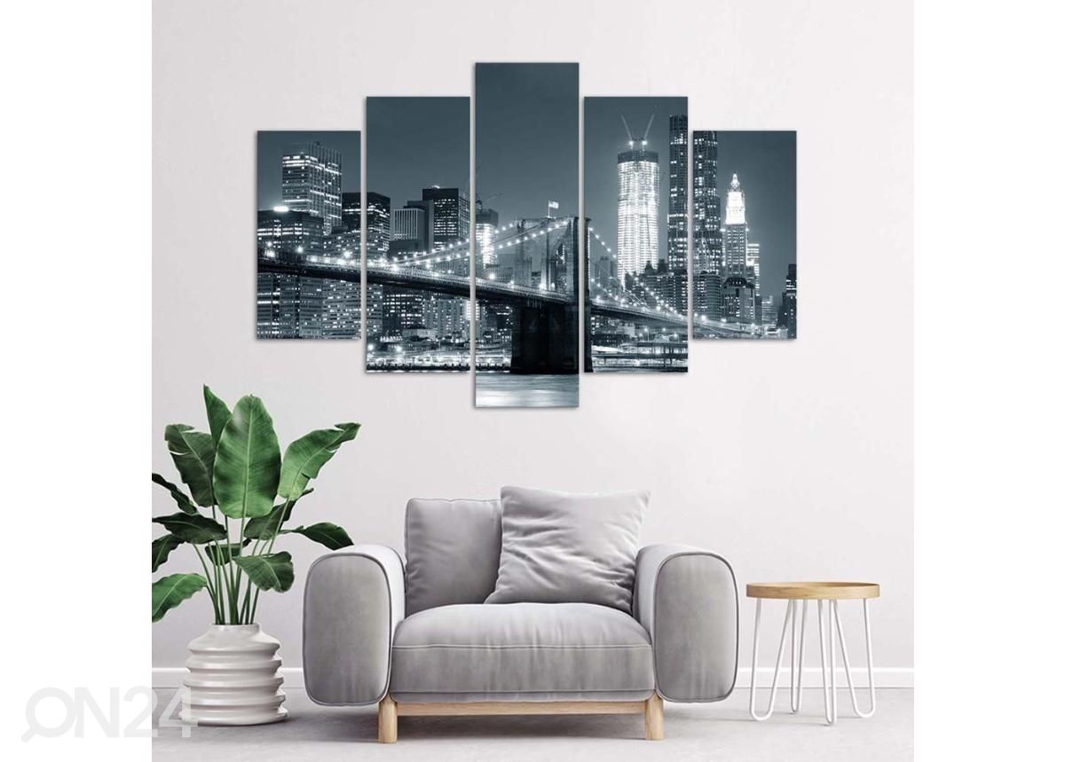 Картина из 5-частей Black and white Brooklyn Bridge 100x70 см увеличить