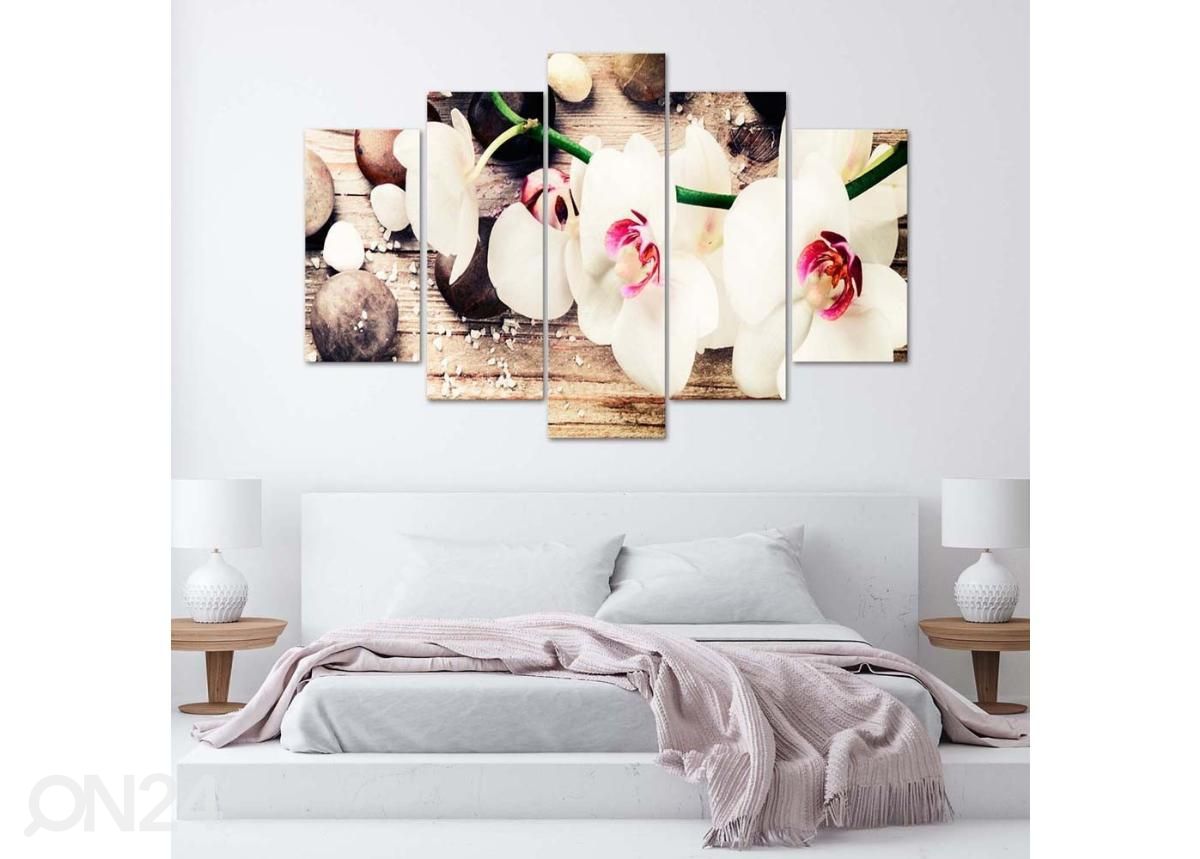 Картина из 5-частей White Orchid and Stones 100x70 см увеличить