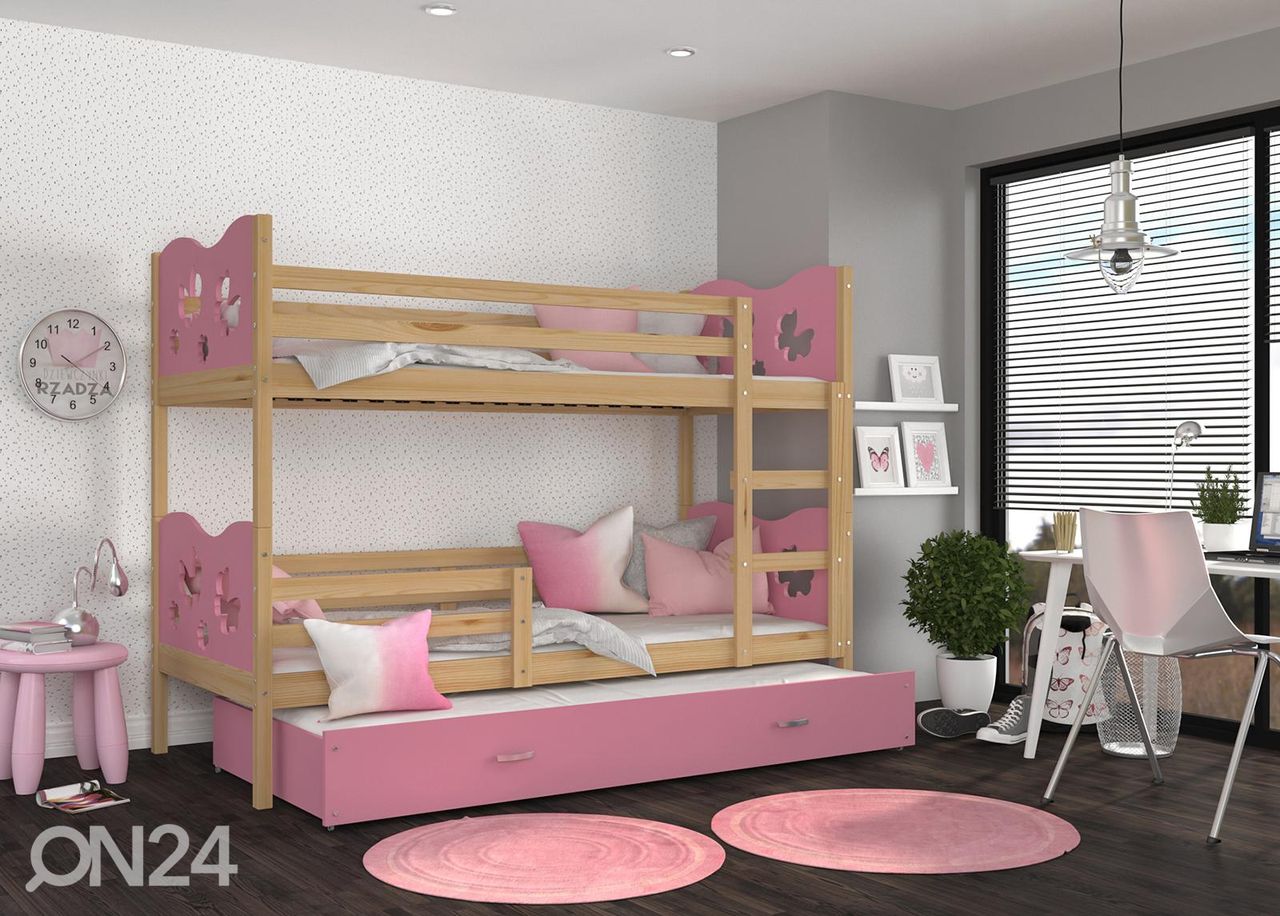 Комплект двухъярусной кровати 80x190 cm, сонома/розовый увеличить