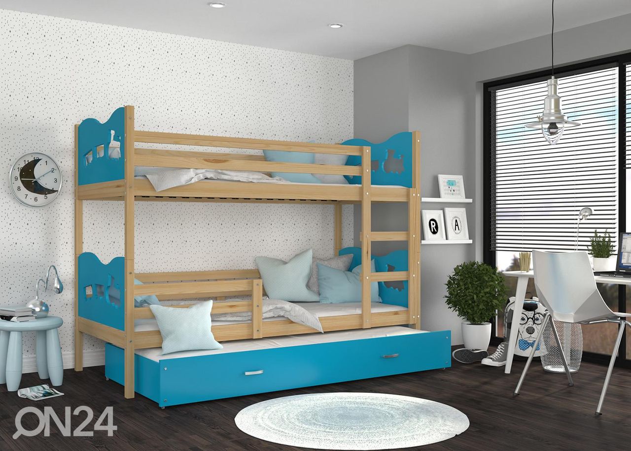 Комплект двухъярусной кровати 80x190 cm, сонома/синий увеличить