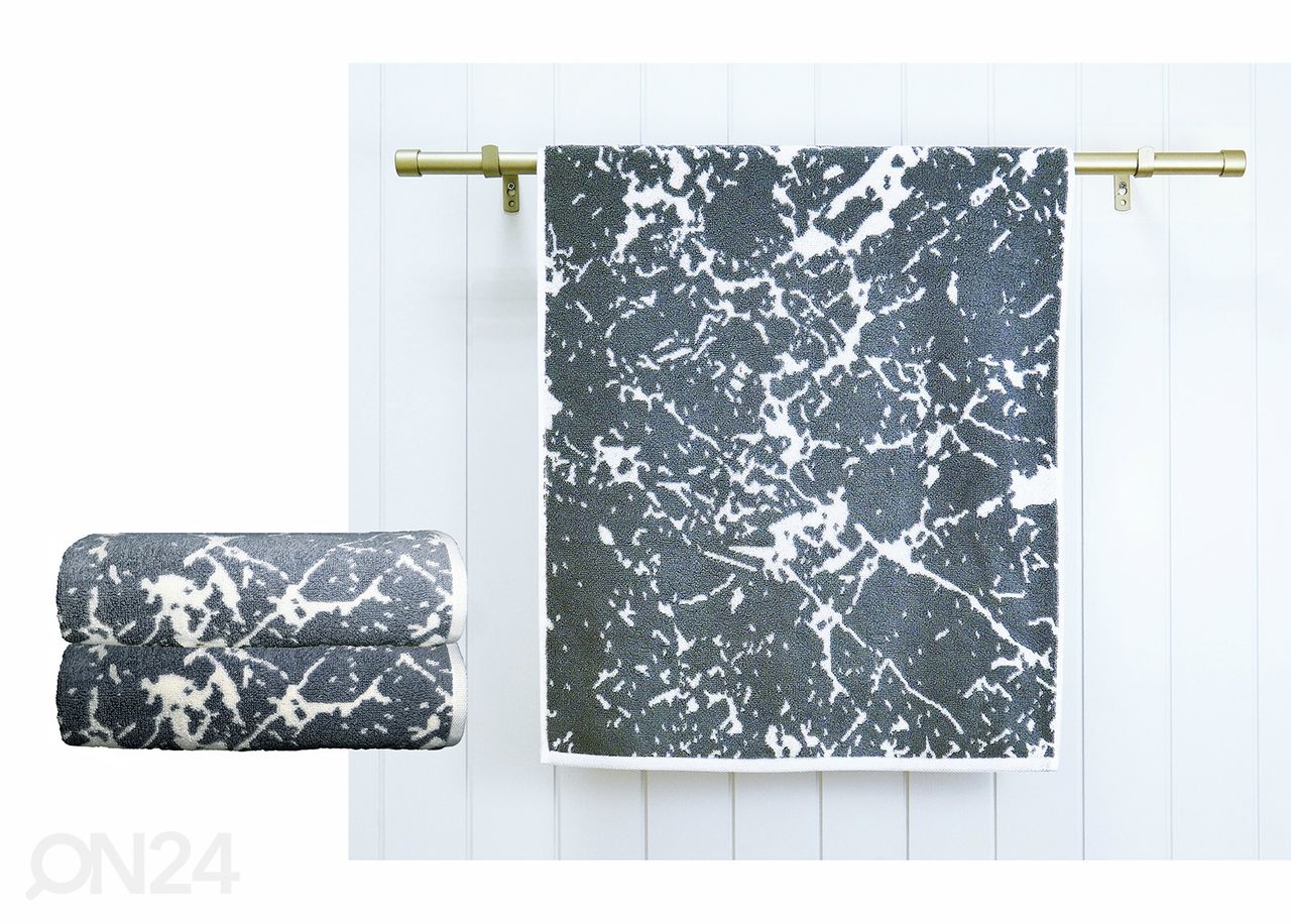 Комплект махровых полотенец Marble серый, 2 шт увеличить