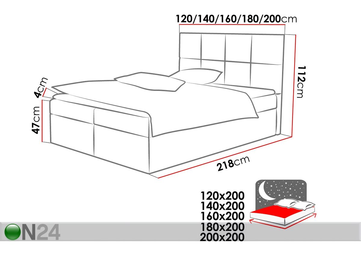 Континентальная кровать с ящиком 120x200 cm увеличить