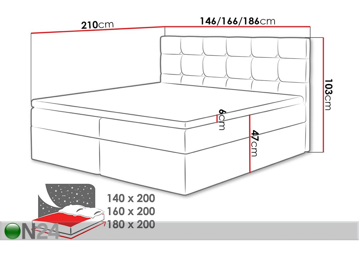 Континентальная кровать с ящиком 140x200 cm увеличить