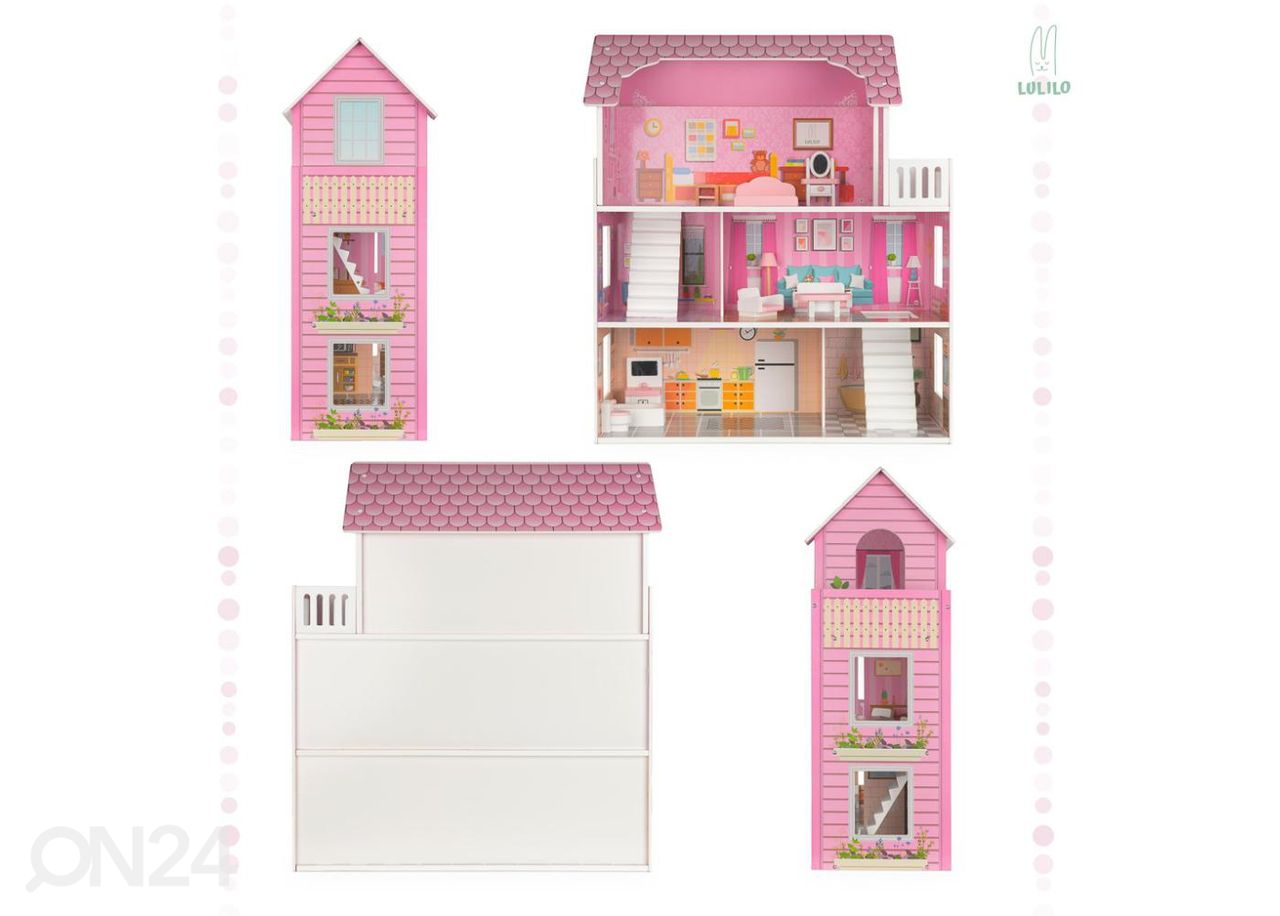 Кукольный домик + розовая мебель 70 см увеличить