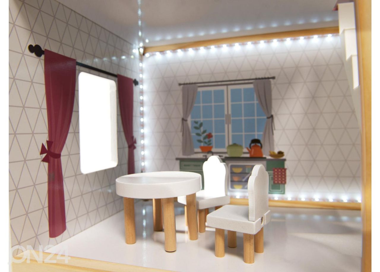 Кукольный домик 78 см со светодиодной подсветкой + мебель увеличить