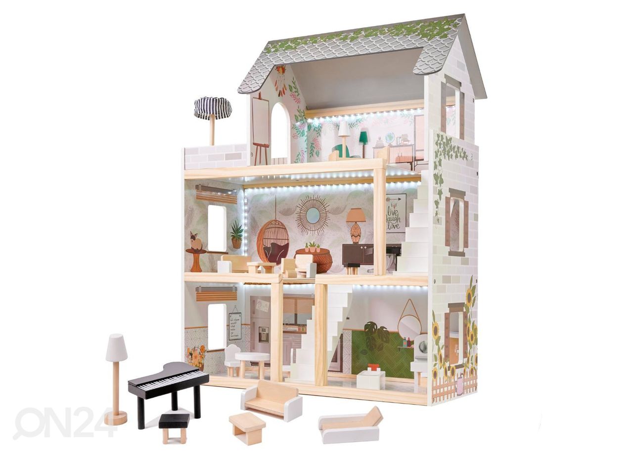 Кукольный дом + мебель Boho 78 см со светодиодной подсветкой увеличить