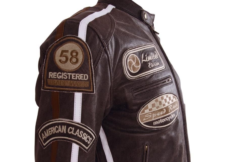Мужская мотоциклетная куртка из кожи 2058 коричневая BOS увеличить