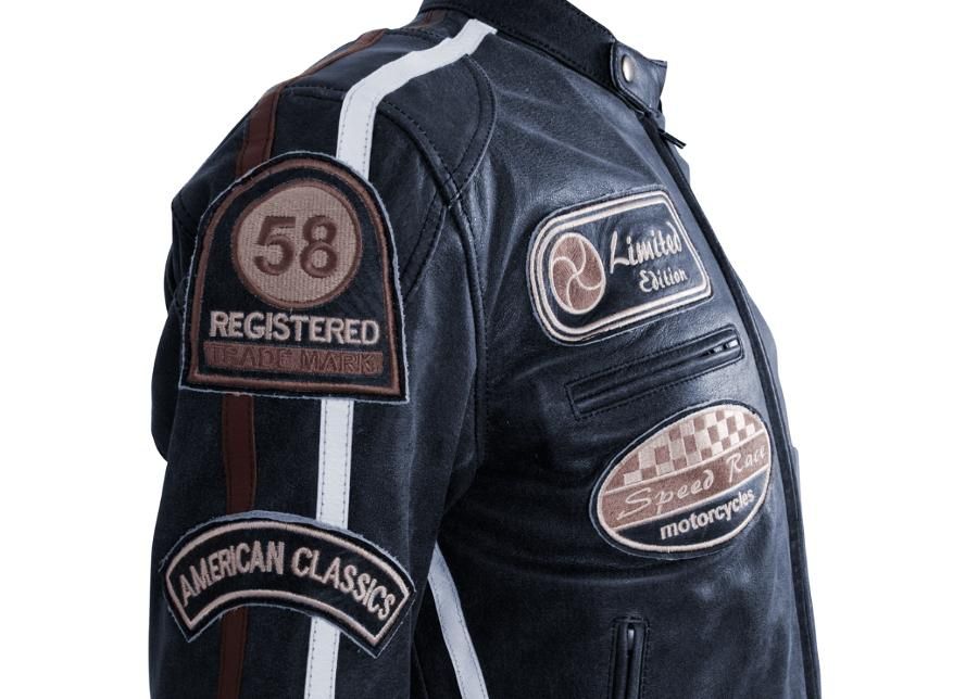 Мужская мотоциклетная куртка из кожи BOS 2058 Navy увеличить