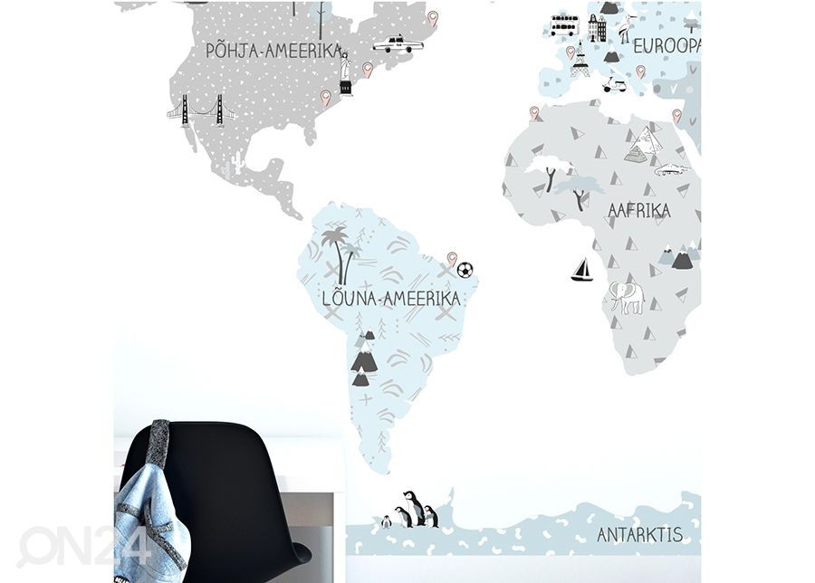 Настенная наклейка Карта мира M на эстонском языке, eco увеличить