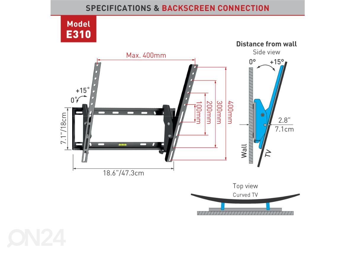 Настенное крепление для телевизора Barkan E310.B 19 "- 65" увеличить