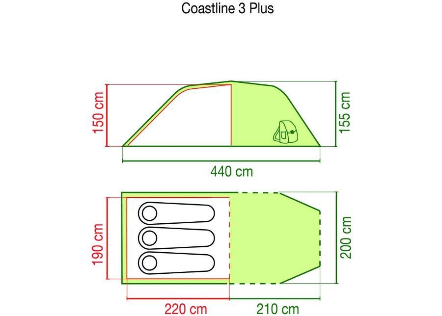 Палатка на 3 с большой прихожей Coleman Coastline 3Plus увеличить