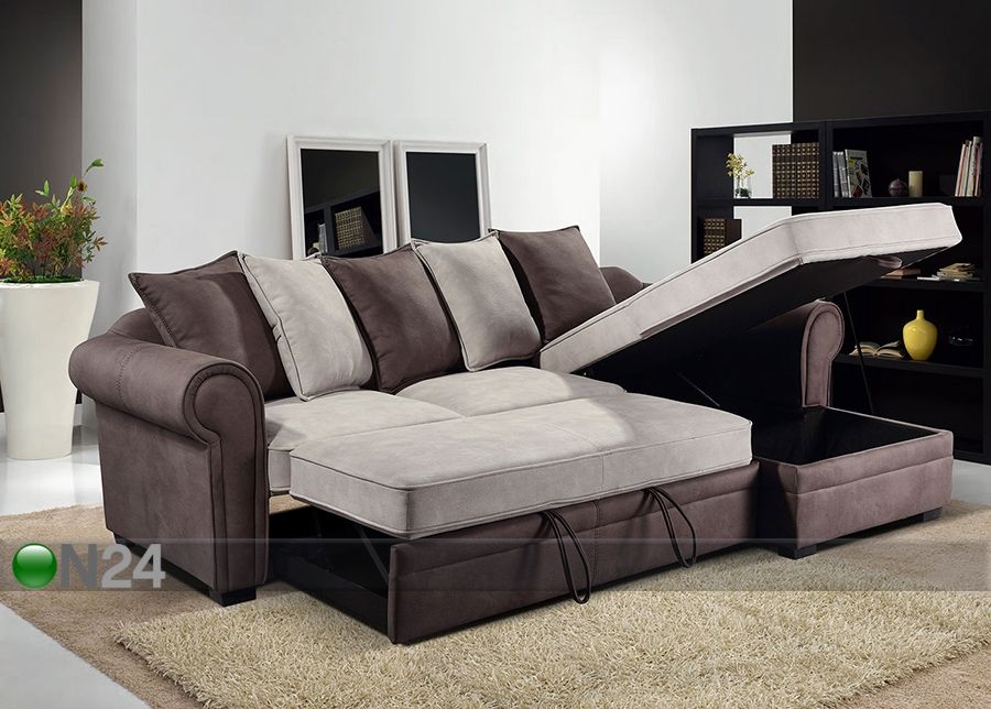 Угловой диван-кровать с ящиком для белья, правый угол увеличить