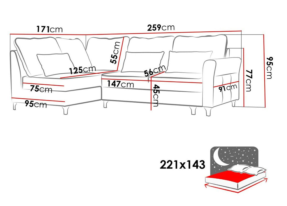Угловой диван-кровать с ящиком + пуф увеличить