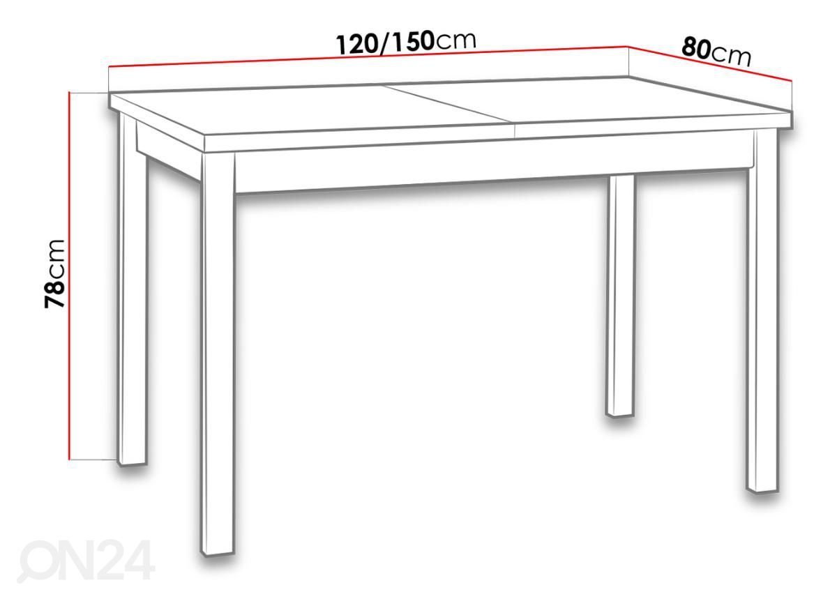 Удлиняющийся обеденный стол 120-150x80 см + 4 стула увеличить