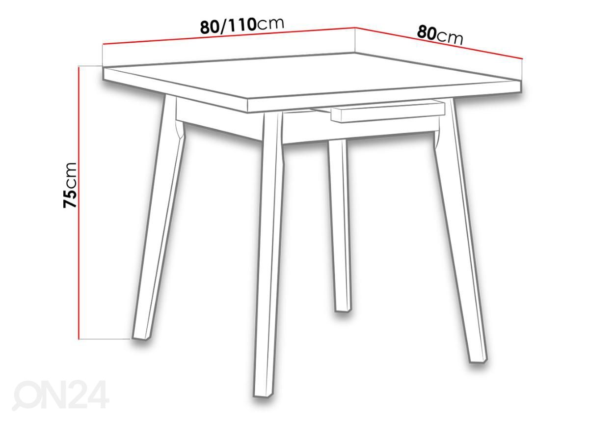 Удлиняющийся обеденный стол 80-110x80 см + 4 стула увеличить
