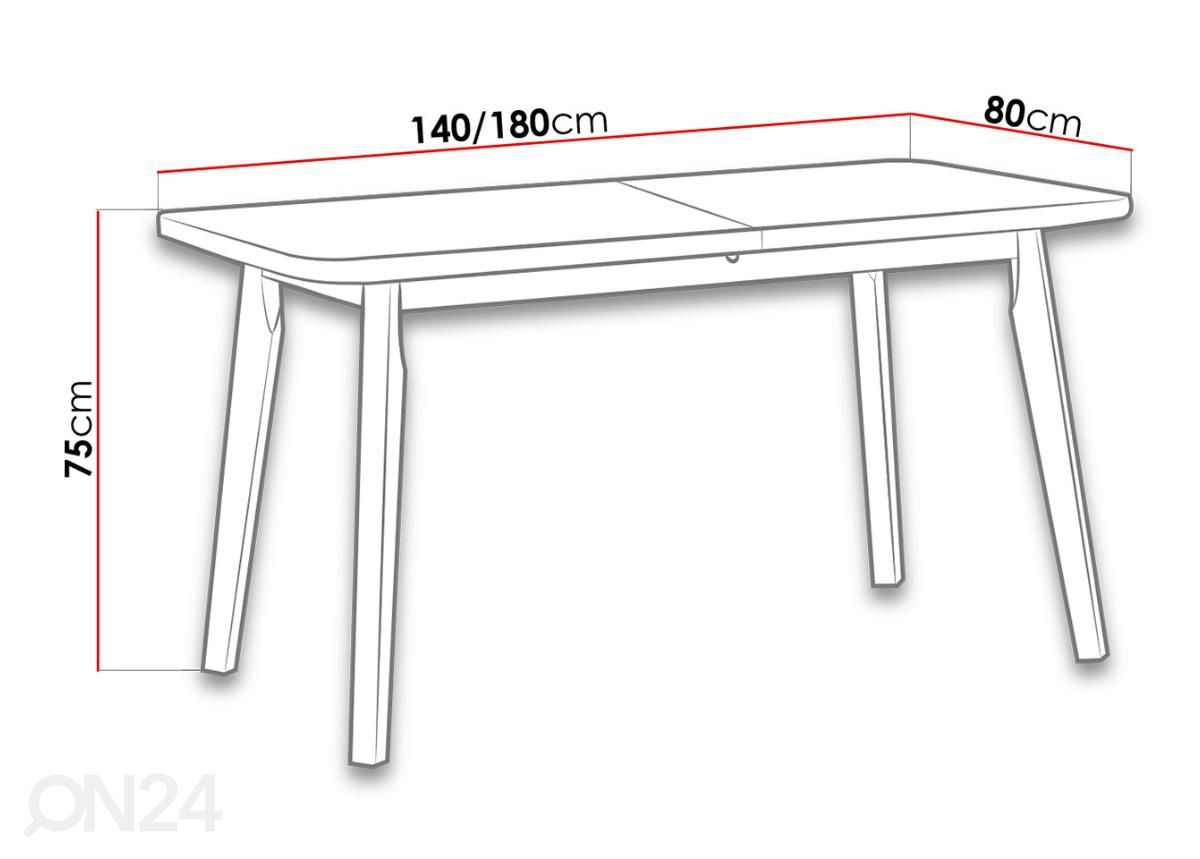 Удлиняющийся обеденный стол 80x140-180 cm + 6 стульев увеличить