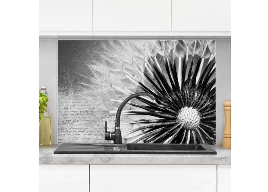 Фотостекло для кухонного фартука Dandelion Black & White 1, 59x120 cn увеличить