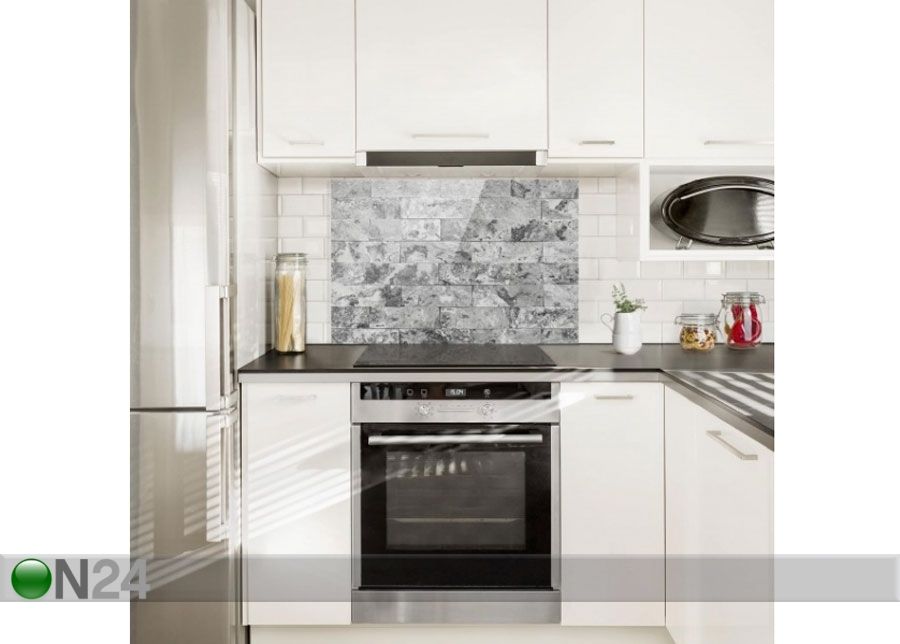 Фотостекло для кухонного фартука Stone Wall Natural Marble Grey 59x120 cm увеличить