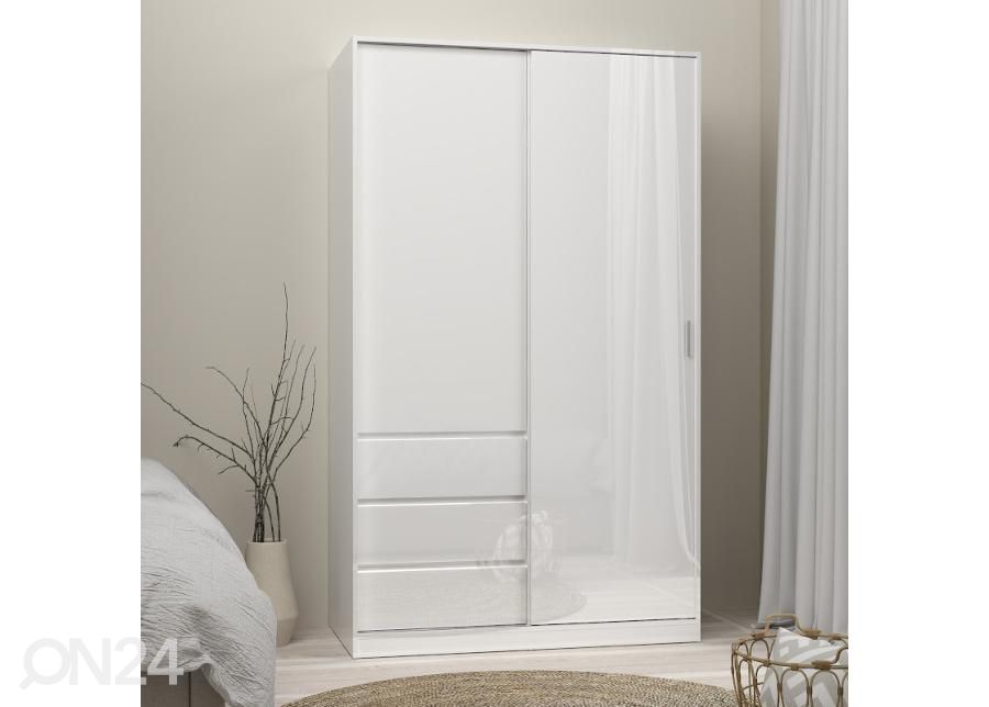 Шкаф платяной Naia 118 cm, белый/белый глянцевый увеличить