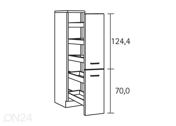 Выдвижной высокий кухонный шкаф Klassik 60