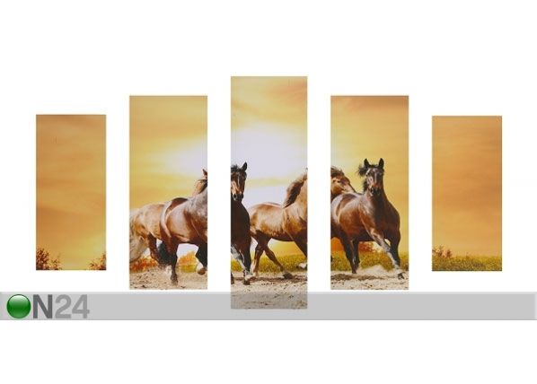 Картина из 5-частей Horse & Sunset 160x60 cm