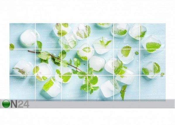 Наклейки на плитку Ice cubes with mint leaves 60x120 cm