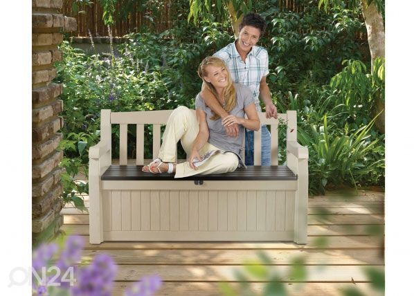 Садовая скамейка с ящиком для хранения Keter Eden, бежевый/темно-коричневый