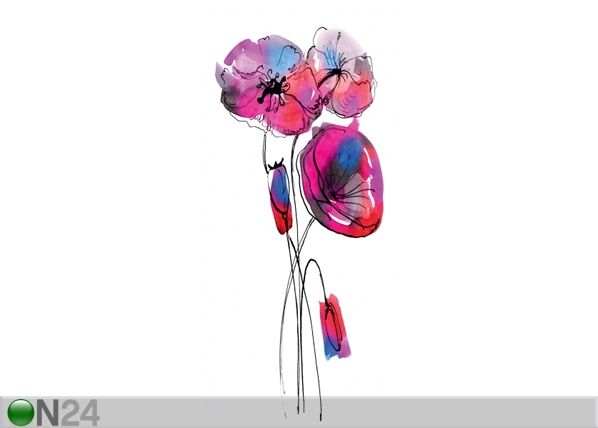 Флизелиновые фотообои Watercolor poppies 90x202 см