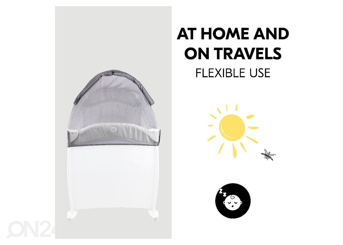 Балдахин и сетка от насекомых для дорожной кроватки Hauck Travel Bed Canopy серый увеличить