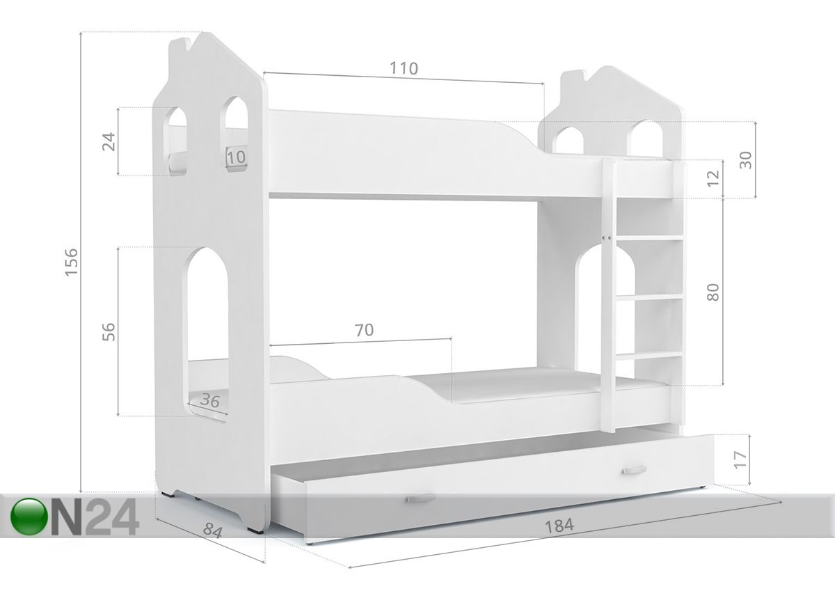 Двухъярусная кровать 80x180 cm увеличить