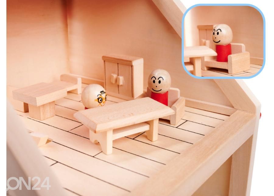 Деревянный кукольный домик + мебель и куклы увеличить