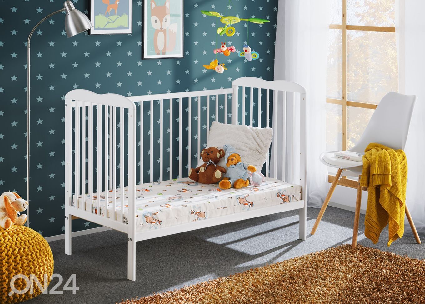 Детская кроватка Ala II + матрас 60x120 cm, белый увеличить