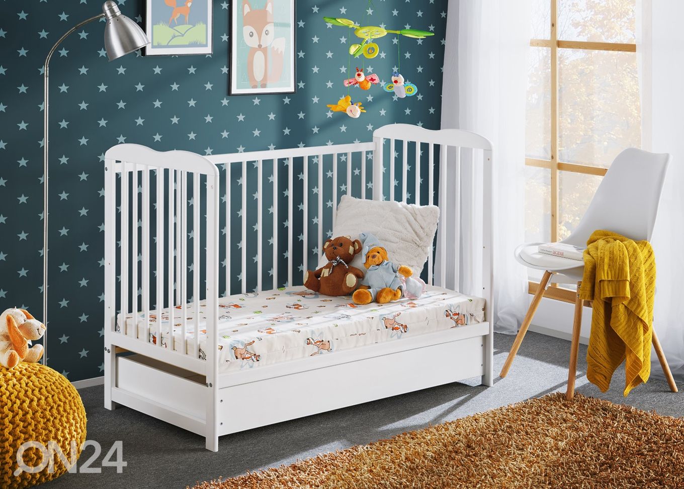 Детская кроватка Ala II Plus + матрас 60x120 cm, белый увеличить