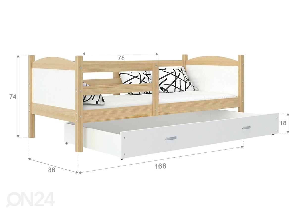 Детская кровать с ящиком 80x160 cm + матрас увеличить