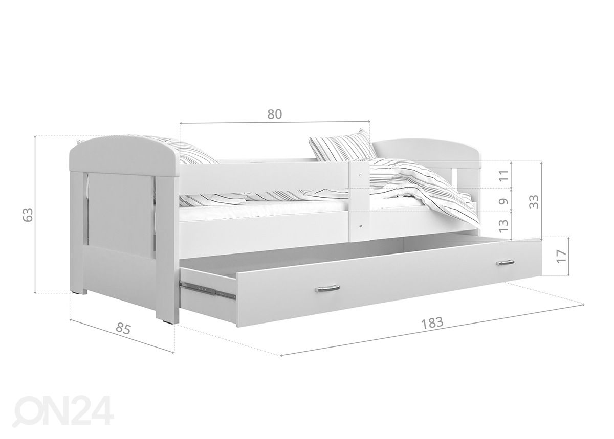 Детская кровать 80x180 cm + матрас увеличить